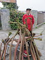 Vendedor de nalcas numa rua de Puerto Varas.