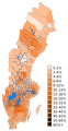 Kristillisdemokraattien kannatus valtiopäivävaaleissa 2010.