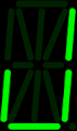 J in green fourteen-segment display