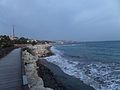 Wooden piers on the coastline