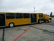 A trailer bus at Odesa International Airport.