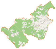 Mapa konturowa gminy Czersk, na dole nieco na lewo znajduje się punkt z opisem „Uboga”