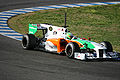 Vitantonio Liuzzi testando o modelo VJM03 em Jerez de la Frontera em 2010.