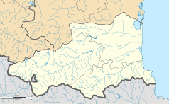 Mapa konturowa Pirenejów Wschodnich, na dole nieco na prawo znajduje się punkt z opisem „Amélie-les-Bains-Palalda”