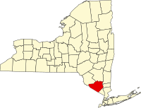 Map of New York highlighting Orange County