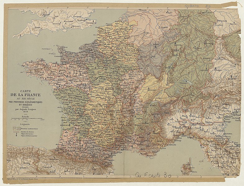 File:Carte de la France au XIIIe siècle par provinces ecclésiastiques et diocèses dressée par Auguste Longnon 1878 - btv1b55010837d.jpg