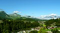 Fieberbrunnist läände, Pillerseetali vaade, Kitzbüheler Horn (vasakul), Wilder Kaiser pilvedes (paremal)