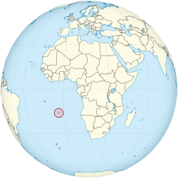 Location o Saunt Helena in the Sooth Atlantic Ocean.