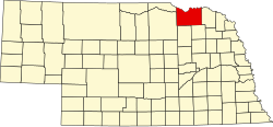 Karte von Knox County innerhalb von Nebraska