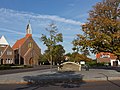 Lewedorp, catholic church in the street