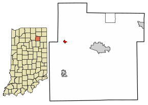 Location of Larwill in Whitley County, Indiana.