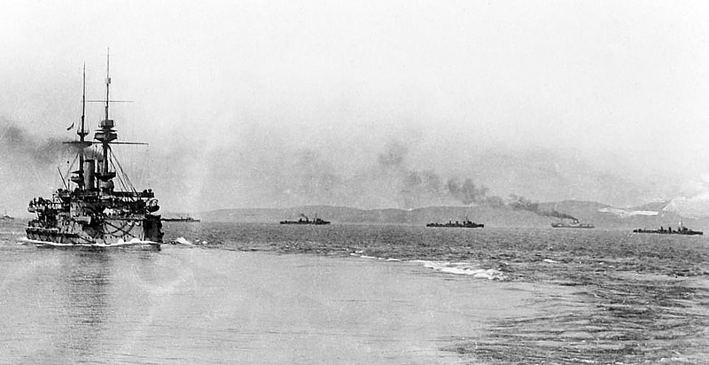 File:HMS Majestic leaving Mudros harbour.jpg