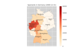 Spaniards in germany per bundesland in 2000