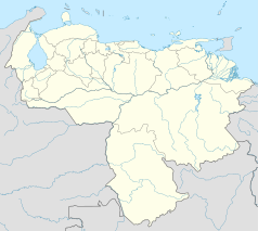 Mapa konturowa Wenezueli, u góry po lewej znajduje się punkt z opisem „Cabimas”