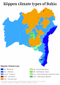 Köppen climate map of Bahia