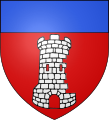 Eine Zinnenturmruine im Wappen von Aranc