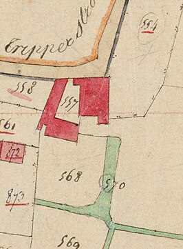 Kadastrale kaart uit 1828 met de locatie van voormalig kasteel Trippaert (perceel 568)