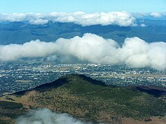 An aerial of image of Roxy Ann Peak and Medford, Oregon