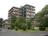 The building of the nearby Biology Department is of the same architectural style