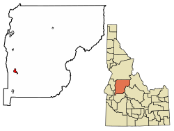 Location of Cascade in Valley County, Idaho.