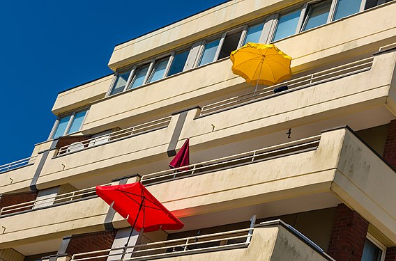 Balconies with parasols