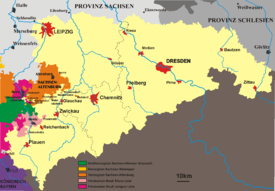 Karte des Königreichs Sachsen 1815-1918