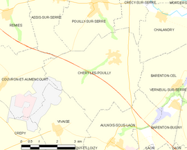 Mapa obce Chéry-lès-Pouilly