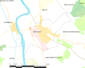 Poziția localității Marcigny