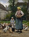 Femme avec des poules Rehs Galleries