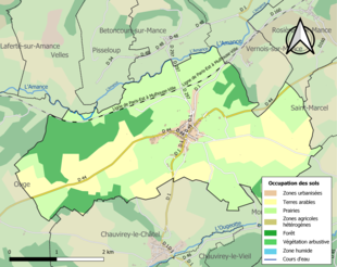 Carte en couleurs présentant l'occupation des sols.