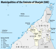 Map of the municipalities in the Emirate of Sharjah (UAE).svg