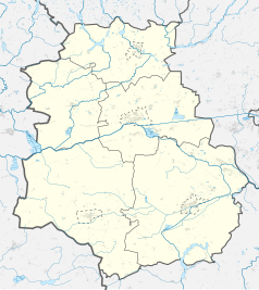 Mapa konturowa powiatu nakielskiego, po lewej nieco na dole znajduje się punkt z opisem „Laskownica”