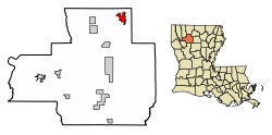 Location of Arcadia in Bienville Parish, Louisiana.