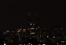 Kuala Lumpur,24/03/2013. Malaysia's landmark Petronas Twin Towers are turned off to mark Earth Hour