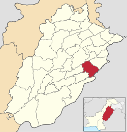 Karte von Pakistan, Position von Distrikt Okara hervorgehoben