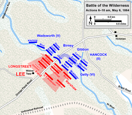 Május 6-án délelőtt 10 órakon Longstreet ellentámad