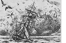 Artist's depiction of the Invincible as wrecked in 1837