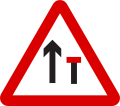 Right-hand lane of a 2 lane dual carriageway closed ahead (1975–1981)