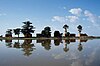 Mud houses on the center island at on Lake Debo in a wide section of the Niger River