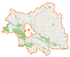 Mapa konturowa powiatu płockiego, po prawej znajduje się punkt z opisem „Szulbory”