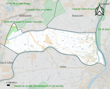 Carte des ZNIEFF de type 1 sur la commune.