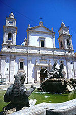 Caltanissetta Cathedral and the Triton Fountain, located in Piazza Garibaldi, the city's central square