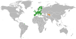 Map indicating locations of European Union and Uzbekistan