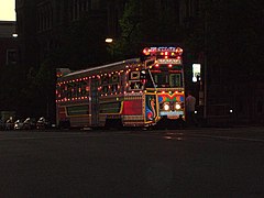 The Karachi to Melbourne Tram, decorated by Pakistani truck artists, during the 2006 Commonwealth Games