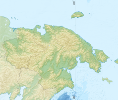 Mapa konturowa Czukockiego Okręgu Autonomicznego, po prawej znajduje się punkt z opisem „Półwysep Czukocki”