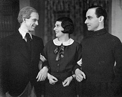 Yngve Nordwall, Nina Scenna och Ivar Wahlgren i Hycklare på Helsingborgs stadsteater 1934.