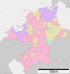 福岡県立香住丘高等学校の位置（福岡県内）