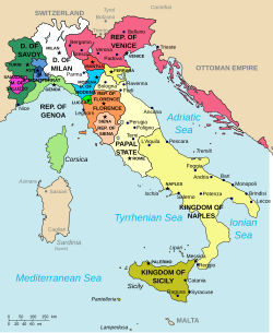 Territories of the House of Este in 1494 (shown in canary yellow)