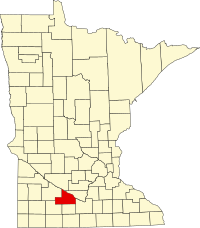 Locatie van Brown County in Minnesota