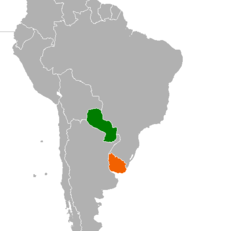 Map indicating locations of Paraguay and Uruguay